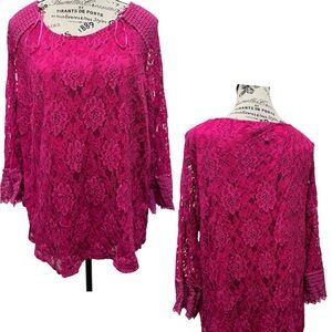 Style & Co. Women's Pink Lace Top